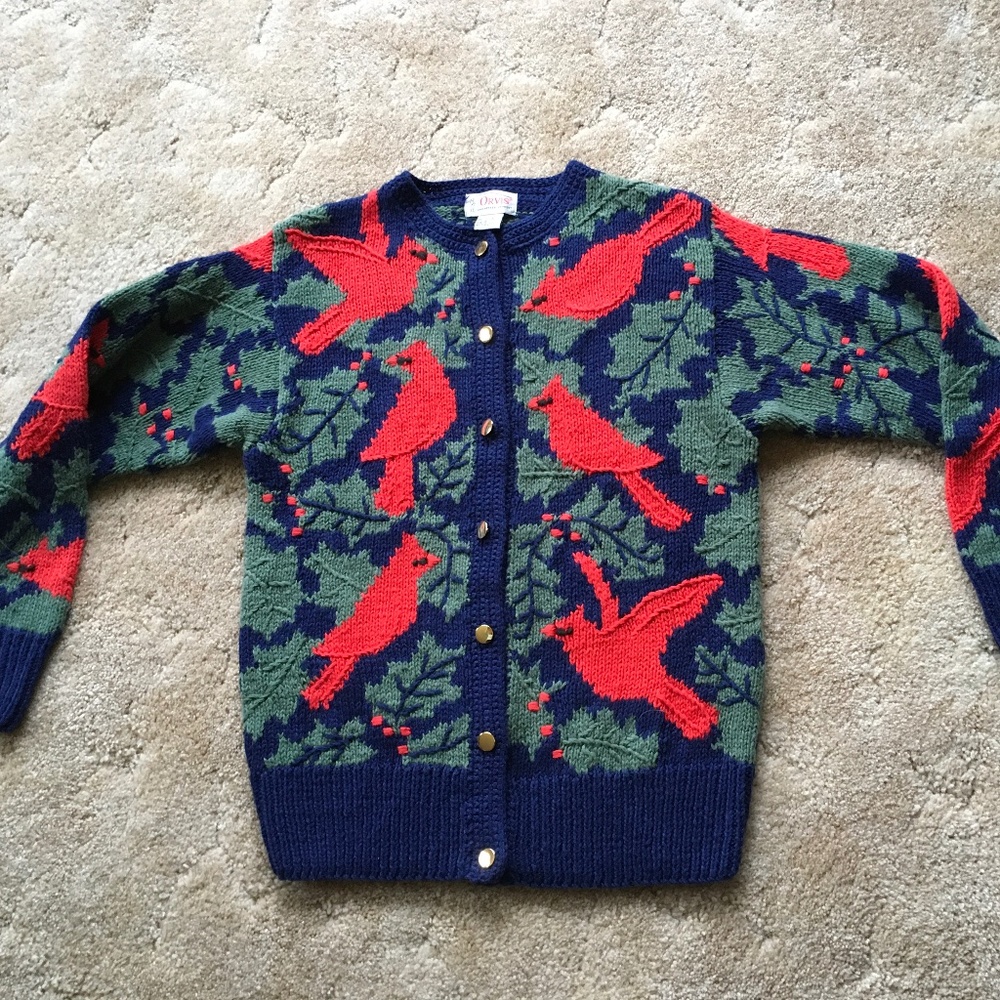 Vintage Orvis Cardinal Holly Textured Sweater